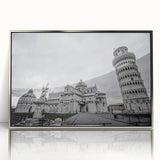 Mid-century modernist art of the Vatican scenery in muted earth tones on a framed acrylic.
