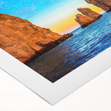 Art deco poster featuring a serene Baja California landscape on rolled canvas, suitable for dining room or bathroom wall art.