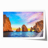 Rolled print of Baja California scenery with vibrant floral elements, ideal for art wall dining room.