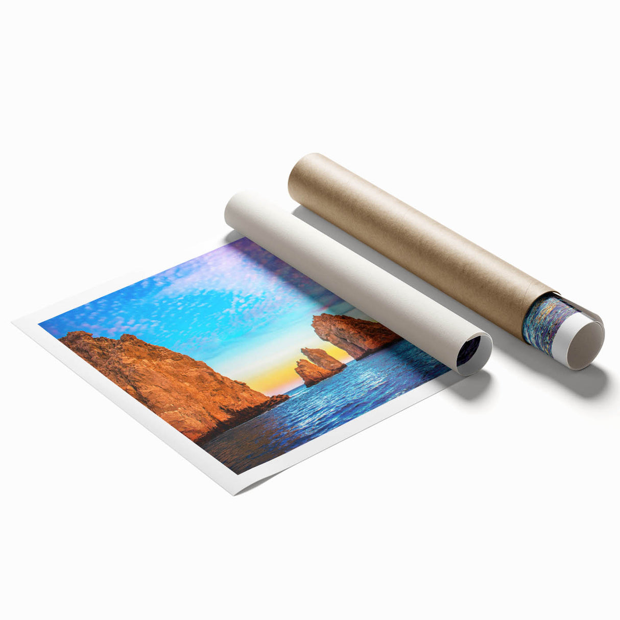 Extra large rolled print featuring a scenic Baja California landscape with vibrant floral elements.