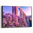 Black and white framed canvas of Guanajuato landscape, featuring vintage poster art style, ideal for bedroom decor.