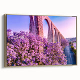 Framed canvas wall art depicting a vintage-style landscape of Guanajuato, Mexico in gold and black tones.
