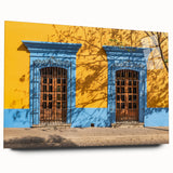 Large abstract wall art of Oaxaca, Mexico in vibrant colors on acrylic glass, ideal for bedroom or dining room decor.