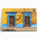 Black and white stretched canvas depicting Oaxaca scenery, ideal for kitchen wall art or bedroom ambiance.