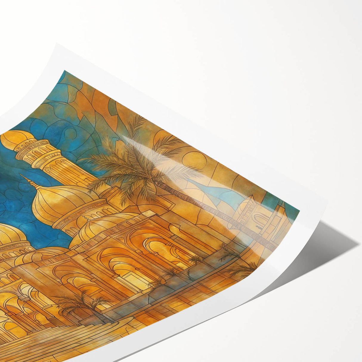 Extra large rolled print featuring line art flowers in muted earth tones, ideal for large living room wall decor.