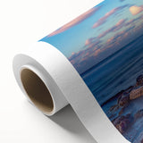 Art Deco poster of Tel Aviv skyline in pastel shades on rolled canvas, ideal for nursery wall art.