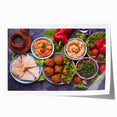 Extra large rolled print depicting Middle Eastern scenery with floral elements in earthy tones.