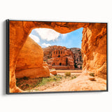 Black and white landscape art painting of Jordan scenery on a framed canvas, suitable for bedroom decor.