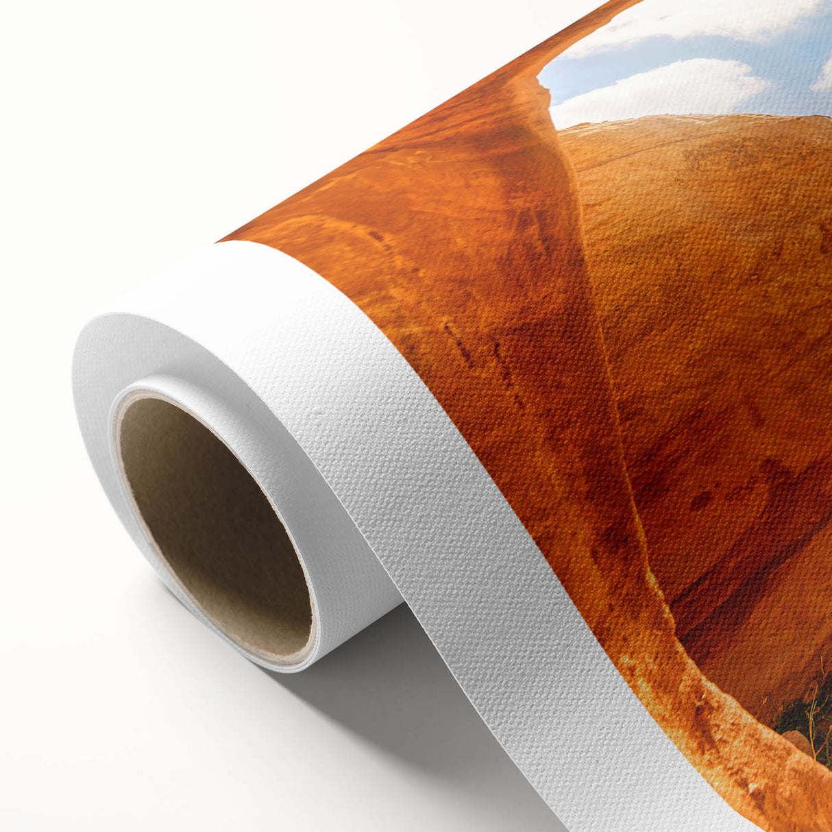 Art Deco poster of Middle Eastern Jordan scenery on rolled canvas, featuring earthy tones, ideal for nursery wall art.
