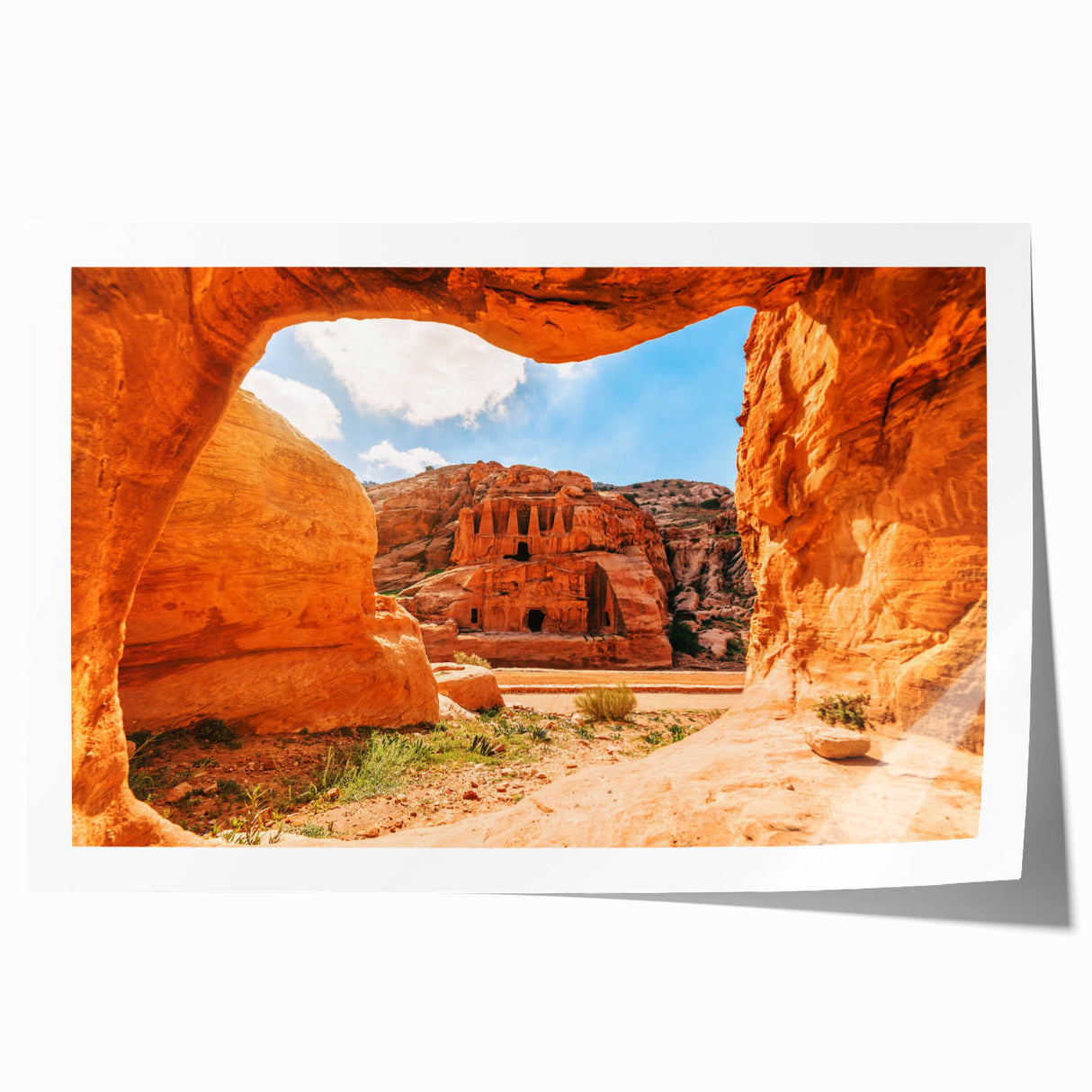 Extra large rolled print of Jordanian landscape featuring muted earth tones, ideal for art wall dining room.