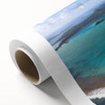 Art deco poster of Bora Bora with pastel shades on rolled canvas, ideal for nursery wall art.