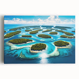 Black and white stretched canvas featuring a panoramic Micronesian seascape, ideal for kitchen wall art.