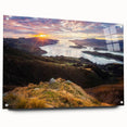 Acrylic print of a large abstract depiction of Canterbury, New Zealand in muted blues and greens.