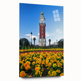 Large abstract wall art depicting a vibrant Buenos Aires cityscape on acrylic glass, ideal for bedroom or dining room decor.