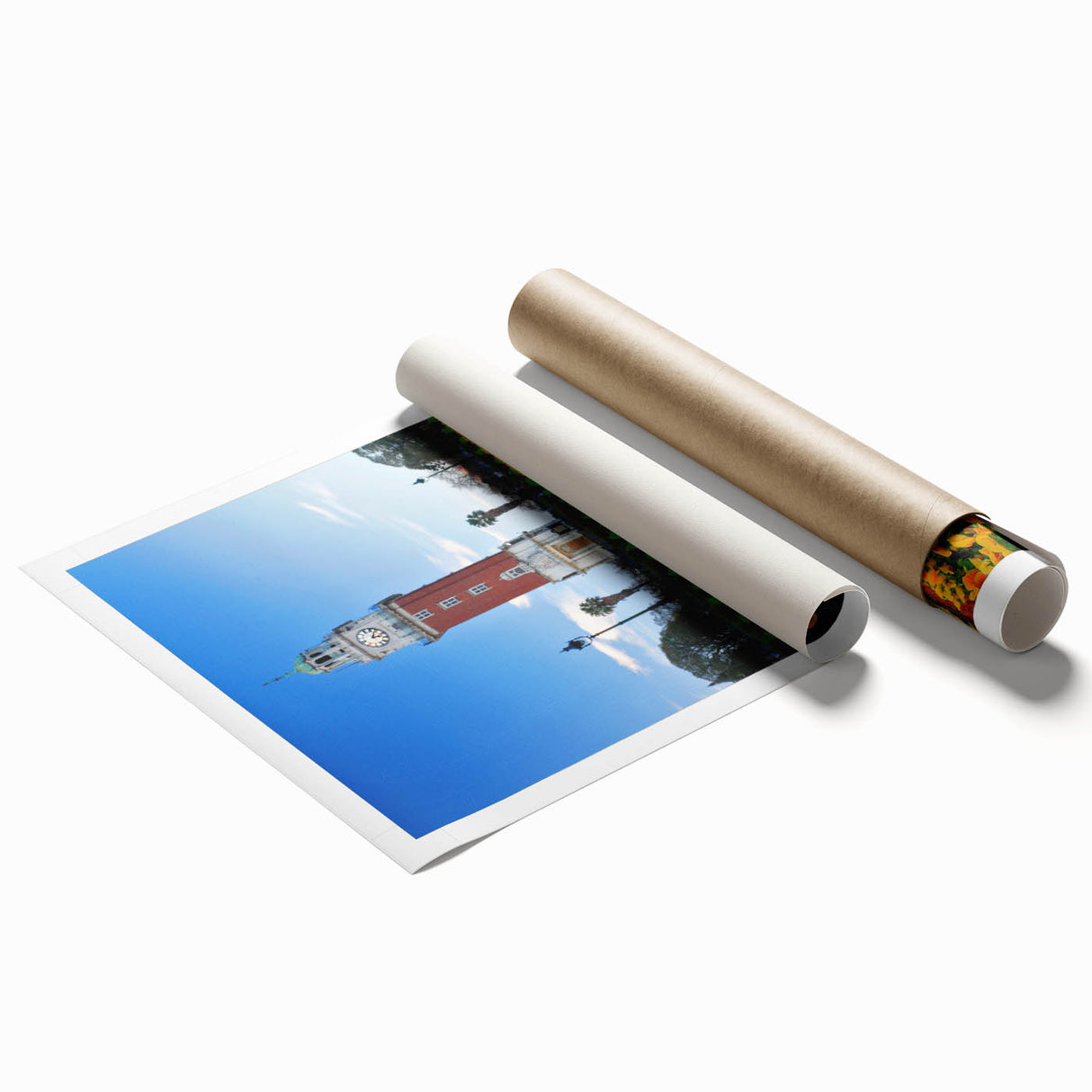Extra large rolled print of a muted green and brown floral scene, ideal for classy bathroom wall art.