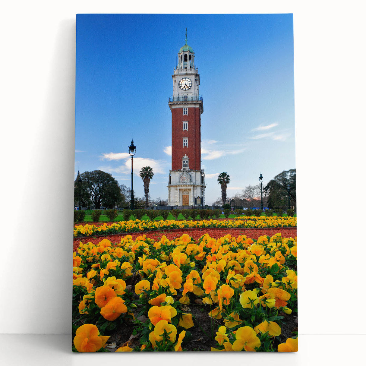 Black and white stretched canvas depicting Buenos Aires cityscape, ideal for kitchen wall art or bedroom decor.