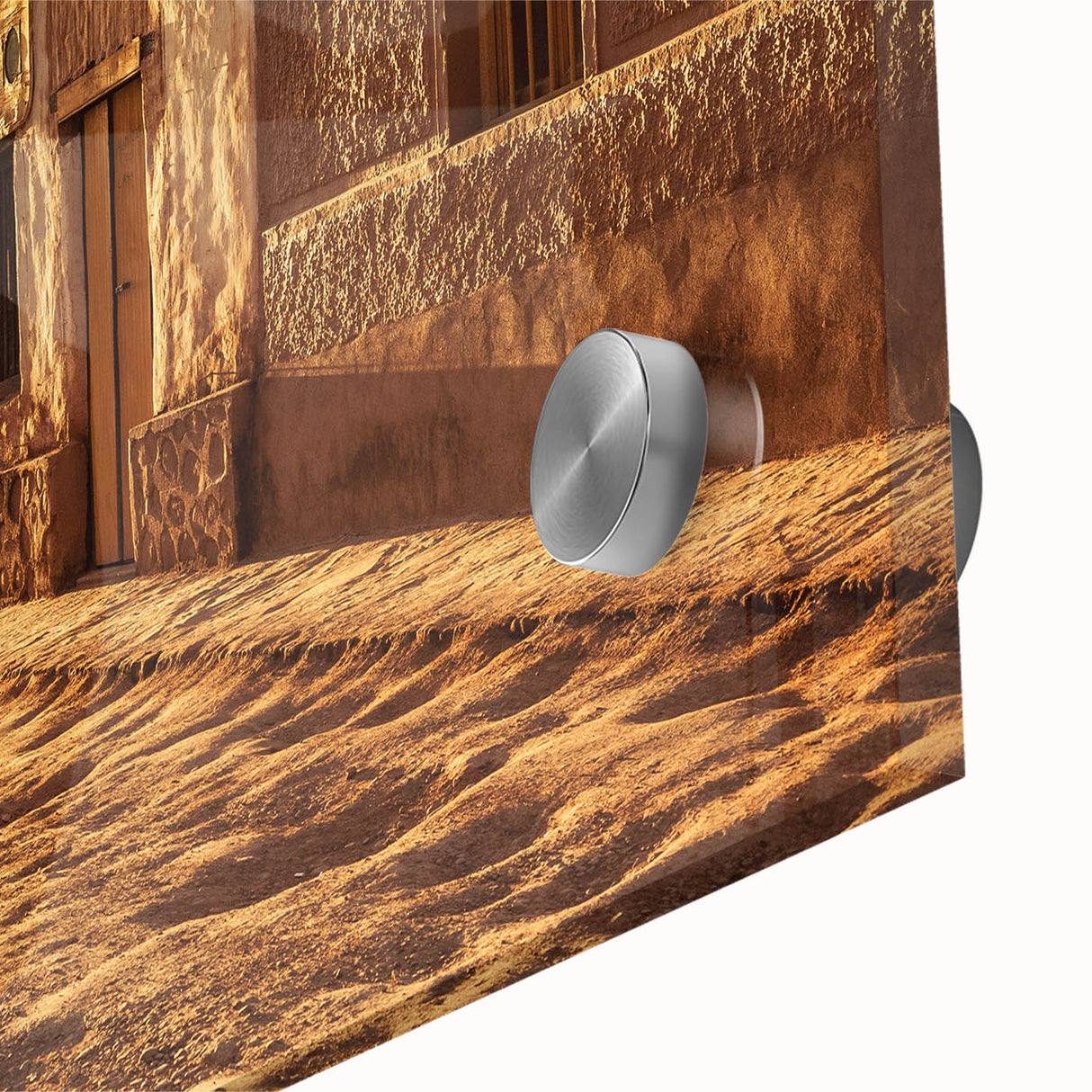 Large abstract wall art of Santiago, Chile in muted earth tones on acrylic glass, ideal for dining room decor.