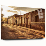 Acrylic print of a large abstract depiction of Santiago, Chile in muted earth tones, ideal for bedroom or dining room art.
