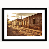 Abstract art print of Santiago, Chile in vibrant colors on a large framed canvas, ideal for living room decor.