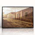 Large abstract wall art of Santiago, Chile with deep blue and black hues on a framed acrylic.