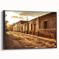 Black and white landscape art painting of Santiago, Chile on framed canvas, ideal for bedroom wall decor.