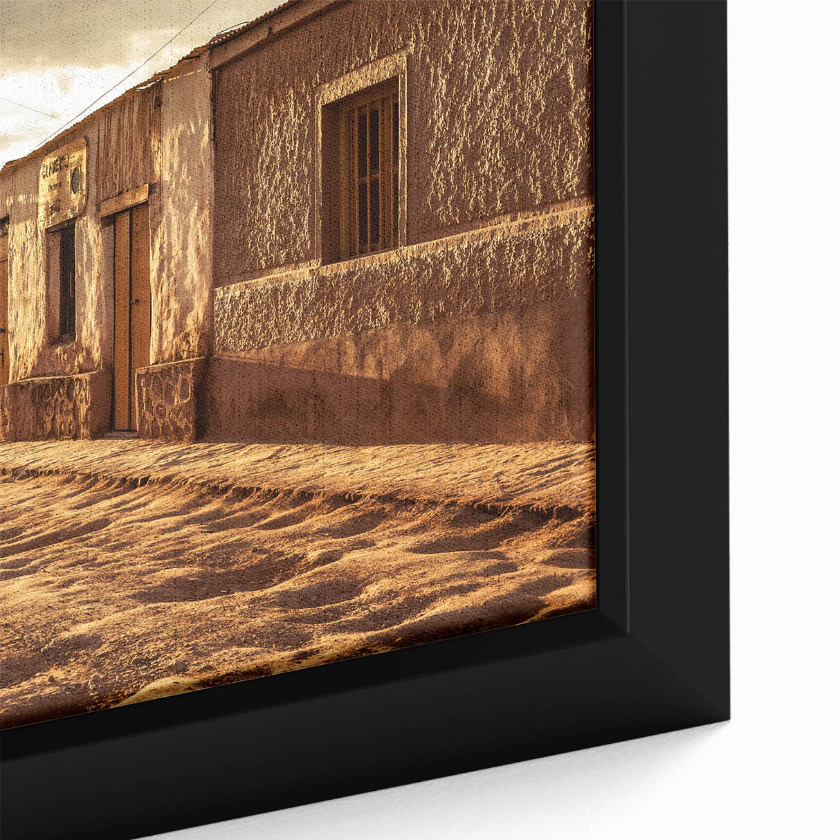 Extra large black wall art of Santiago skyline with vibrant colorful textures on framed canvas, ideal for living room decor.