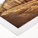 Art deco poster of Santiago skyline in muted gold and blue tones on rolled canvas, suitable for dining room wall art.