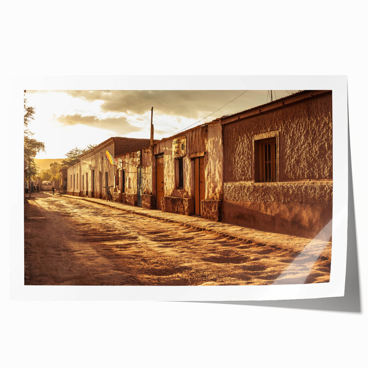 Rolled print of Santiago, Chile scenery in muted earth tones, ideal for art wall dining room.