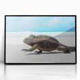 Large abstract wall art depicting Galapagos scenery in muted earth tones on a framed acrylic.