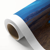 Art deco poster of a scenic South American landscape in pastel shades, rolled canvas, suitable for nursery wall art.