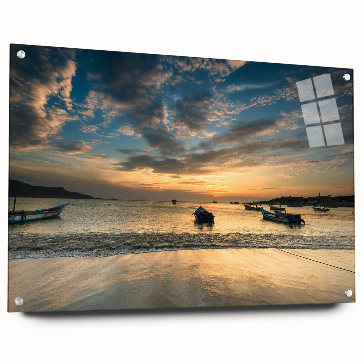 Acrylic print of a large abstract depiction of Venezuelan scenery in vibrant earth tones, ideal for dining room art.