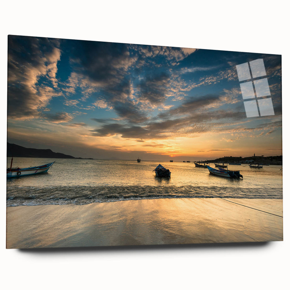 Large abstract wall art of a Venezuelan landscape in muted earth tones on acrylic glass.