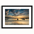 Extra large, textured abstract art print of a colorful Venezuelan scenery on a framed black mat, ideal for living room decor.