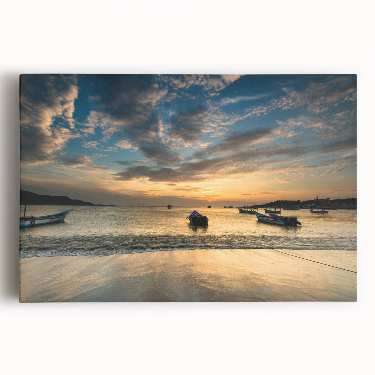Black and white stretched canvas of Venezuelan scenery, ideal for kitchen wall art.
