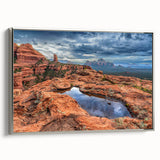 Landscape art painting of Sedona, Arizona in vibrant colors on a framed canvas, ideal for living room decor.