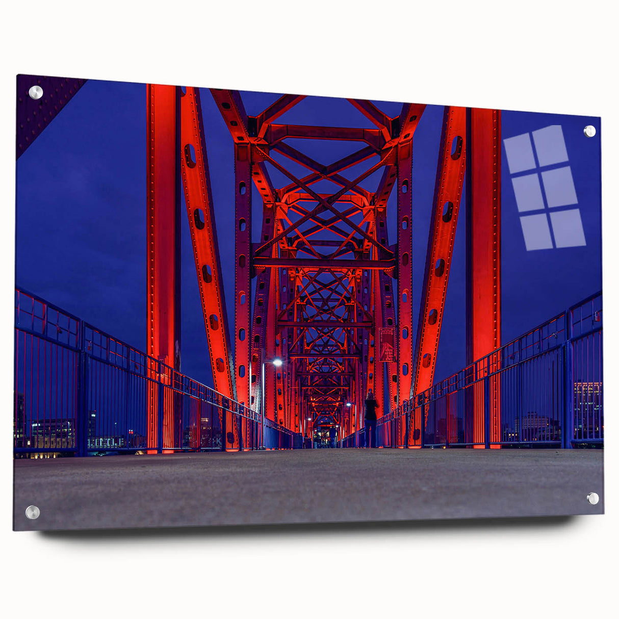 Large abstract wall art of Arkansas scenery on acrylic glass, with vibrant earth tones.