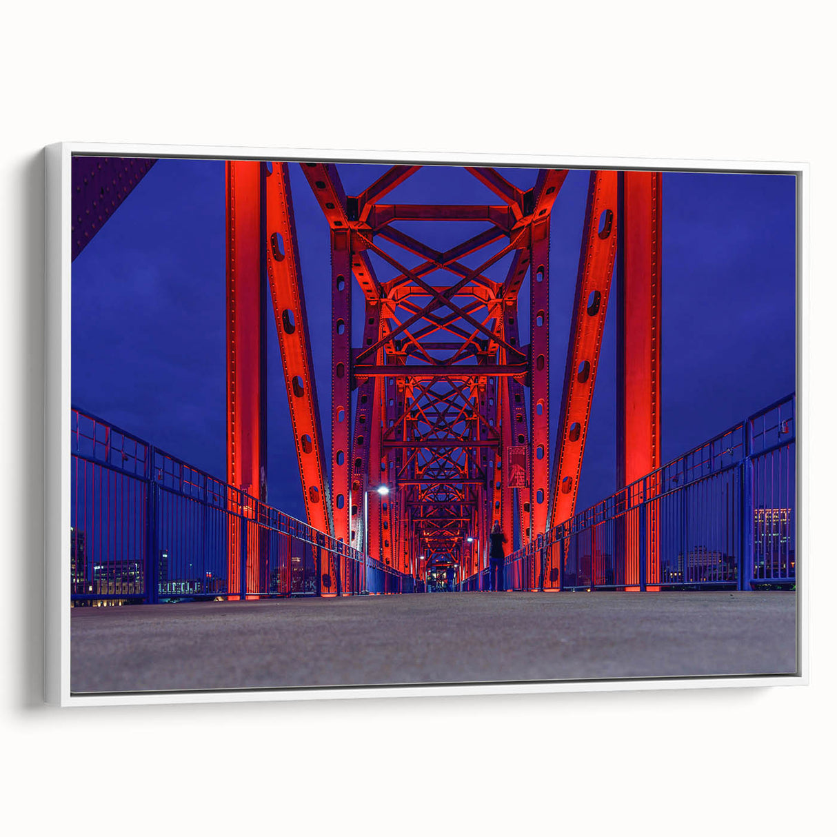Vintage poster art of Arkansas scenery on extra large framed canvas, featuring colorful imagery against a black background.