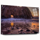 Acrylic print of Big Sur California scenery in muted earth tones, suitable for bedroom or dining room decor.
