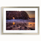 Textured art print of Big Sur, California in muted earth tones on a framed canvas, suitable for bedroom decor.