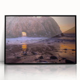 Large abstract wall art featuring a stylized Big Sur landscape in muted earth tones on a framed acrylic.