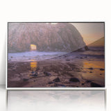 Acrylic print of Big Sur coastline with soft blue and white tones in an art deco style, ideal for modern nursery wall decor.