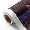 Art deco poster of Big Sur landscape on rolled canvas, featuring soft pastel shades, ideal for nursery wall art.