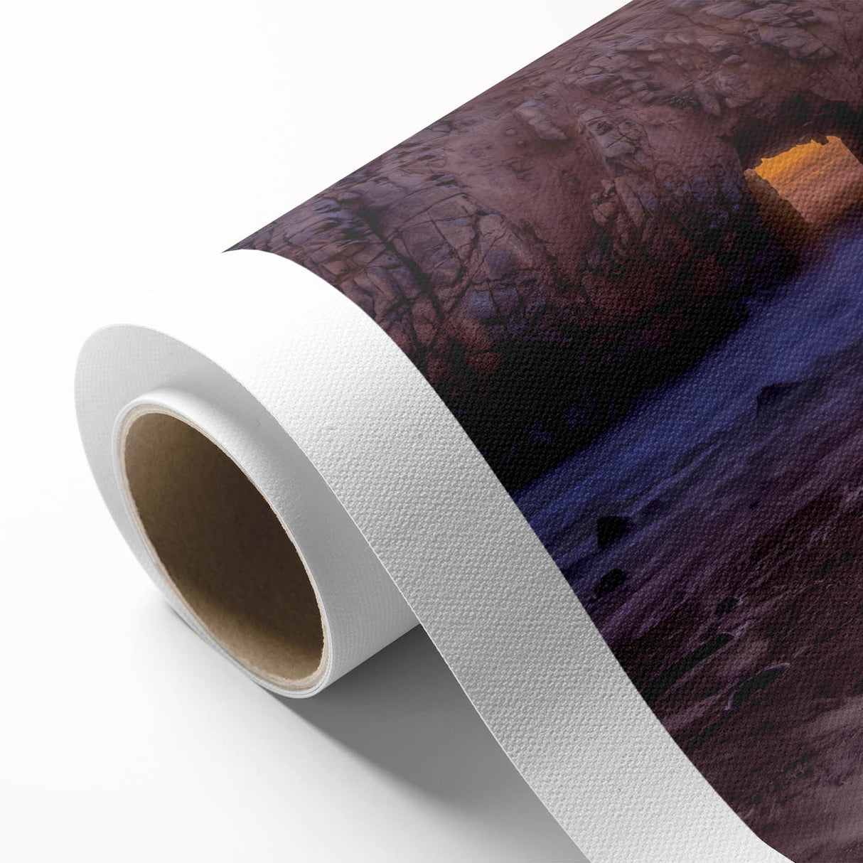Art deco poster of Big Sur landscape on rolled canvas, featuring soft pastel shades, ideal for nursery wall art.
