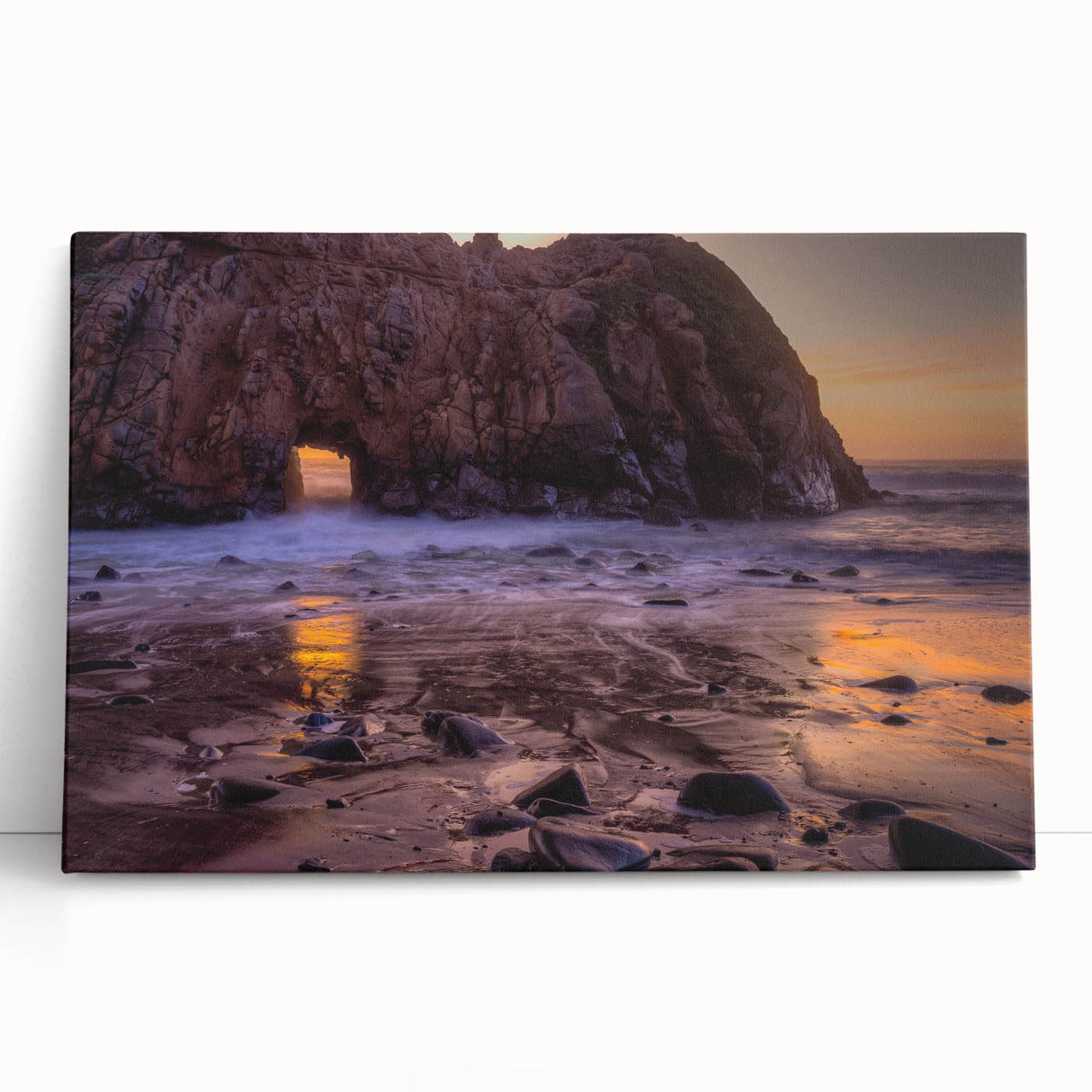 Black and white stretched canvas of Big Sur coastline, ideal for kitchen wall art or bedroom ambiance.