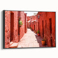Black and white framed canvas of Catalina, California landscape in vintage poster style, ideal for bedroom decor.