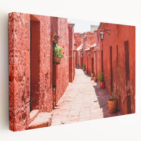 Side view of a stretched canvas featuring a California Catalina scenery in soft blue and green tones.