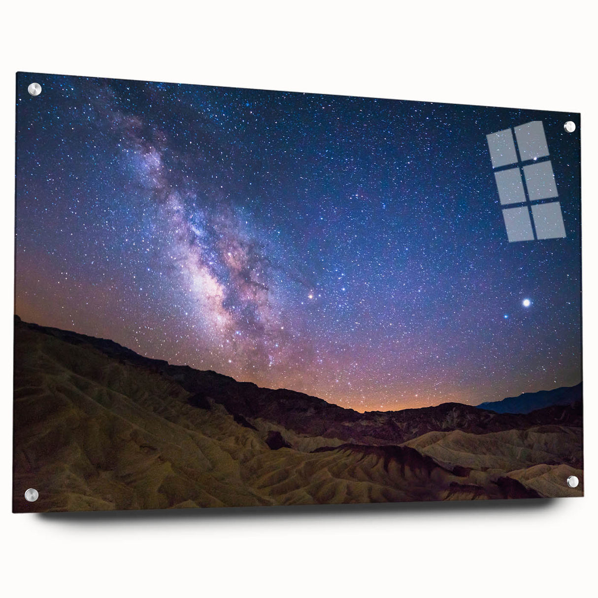 Acrylic print of Death Valley landscape in earth tones, ideal for bedroom or dining room decor.