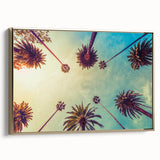 Framed canvas featuring a vintage-style Los Angeles landscape in black and gold tones, ideal for bedroom wall art.