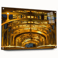 Acrylic print of a large abstract depiction of Sacramento scenery in muted earth tones.