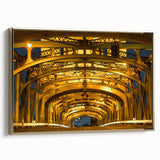 Framed canvas of Sacramento landscape in vintage poster style, featuring black and gold tones, ideal for bedroom wall art.